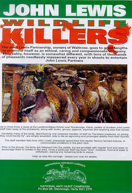 John Lewis Wildlife Killers leaflet 