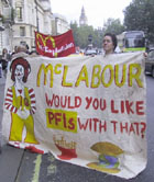 McLabour banner- London, England - Oct 16 2001