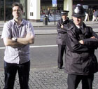 Mr Police Man and Mr Man from McDonald's - strike a pose there's nothing to it - London, England - Oct 16 2001